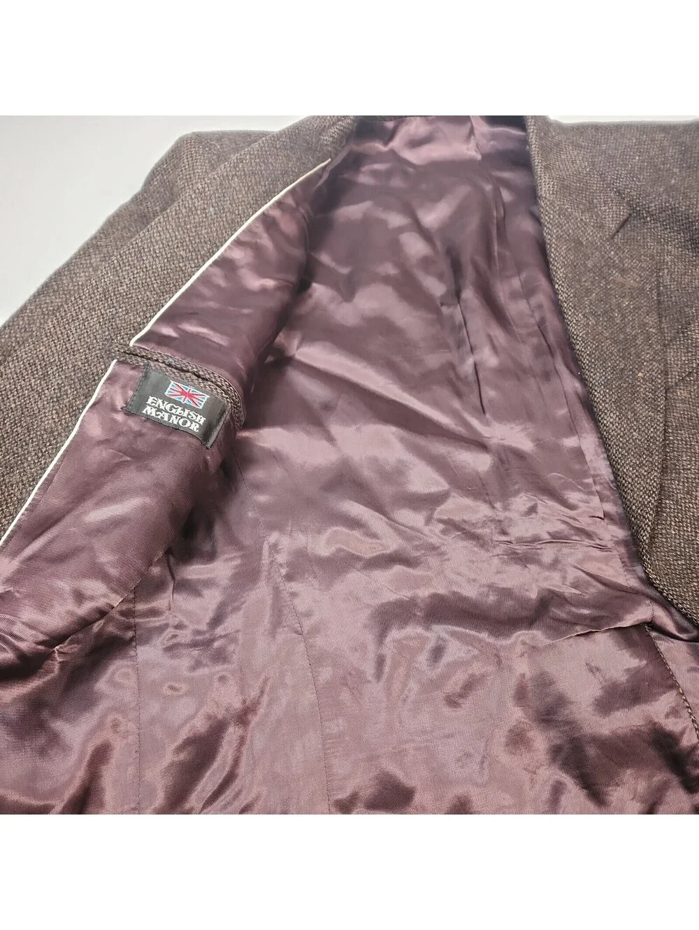 English Manor Men's Blazer Jacket Brown Herringbone sportscoat 42R Wool